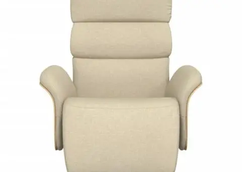 Scaun rabatabil cu suport pentru picioare crem material textil - 3/5