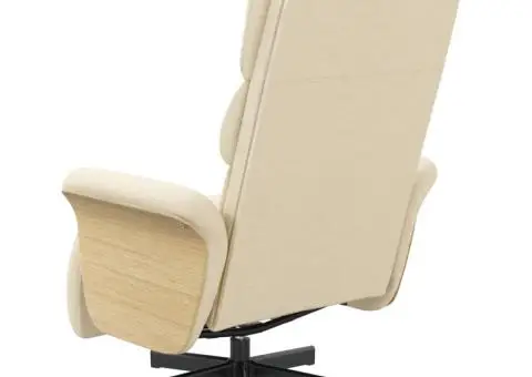 Scaun rabatabil cu suport pentru picioare crem material textil - 5/5