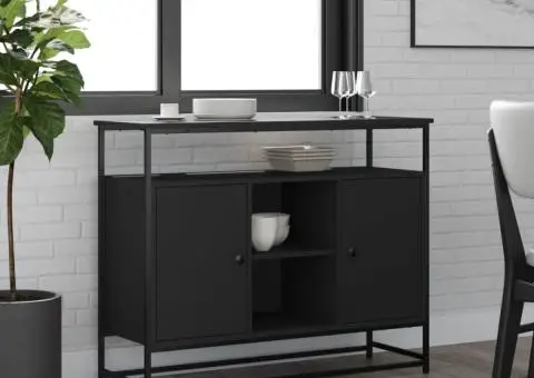 Servantă, negru, 100x35x80 cm, lemn prelucrat - 1/5
