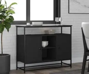 vidaXL Servantă, negru, 100x35x80 cm, lemn prelucrat
