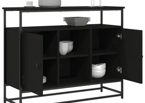 Servantă, negru, 100x35x80 cm, lemn prelucrat - 4/5