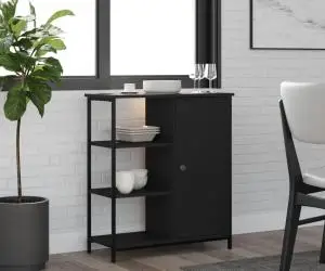 vidaXL Servantă, negru, 70x30x80 cm, lemn prelucrat