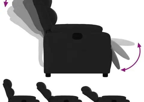 Fotoliu rabatabil, negru, material textil - 4/5