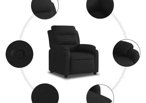 Fotoliu rabatabil, negru, material textil - 5/5