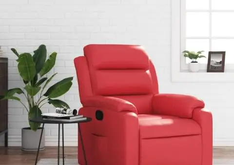 Fotoliu rabatabil, roșu, piele ecologică - 1/5