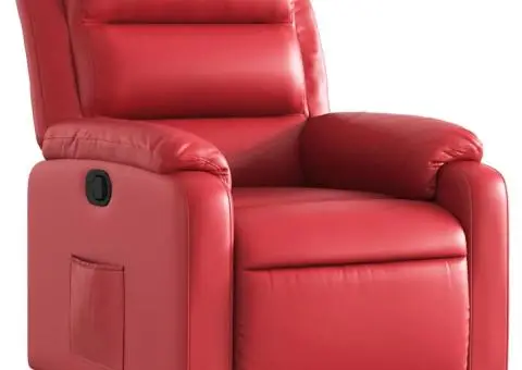 Fotoliu rabatabil, roșu, piele ecologică - 2/5
