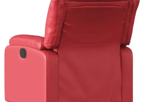 Fotoliu rabatabil, roșu, piele ecologică - 3/5