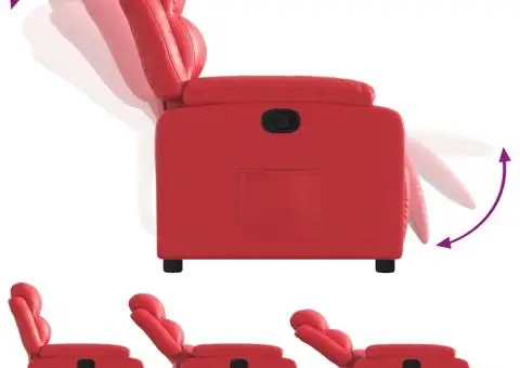 Fotoliu rabatabil, roșu, piele ecologică - 4/5