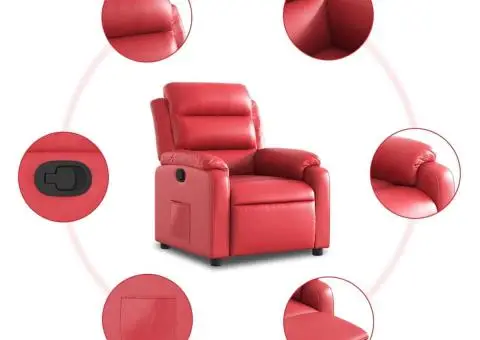 Fotoliu rabatabil, roșu, piele ecologică - 5/5