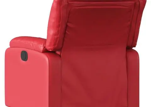 Fotoliu de masaj rabatabil, roșu, piele ecologică - 4/5