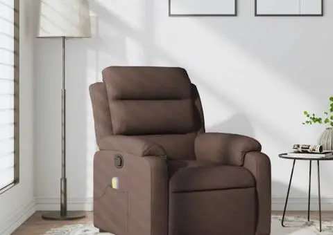 Fotoliu de masaj rabatabil, maro închis, material textil - 1/5