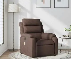 vidaXL Fotoliu de masaj rabatabil, maro închis, material textil