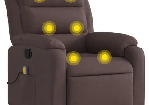 Fotoliu de masaj rabatabil, maro închis, material textil - 2/5