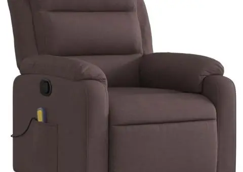Fotoliu de masaj rabatabil, maro închis, material textil - 3/5
