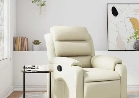 Fotoliu rabatabil, crem, piele ecologică - 1/5