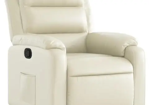 Fotoliu rabatabil, crem, piele ecologică - 2/5