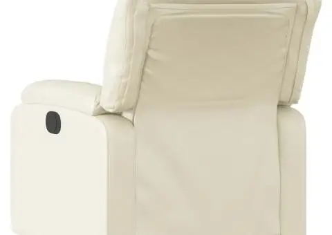 Fotoliu rabatabil, crem, piele ecologică - 3/5