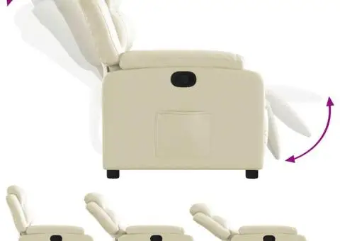 Fotoliu rabatabil, crem, piele ecologică - 4/5