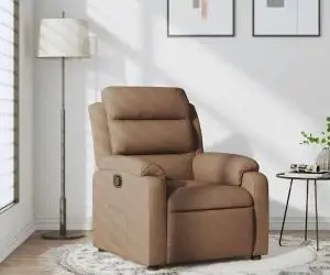 vidaXL Fotoliu rabatabil, maro, material textil