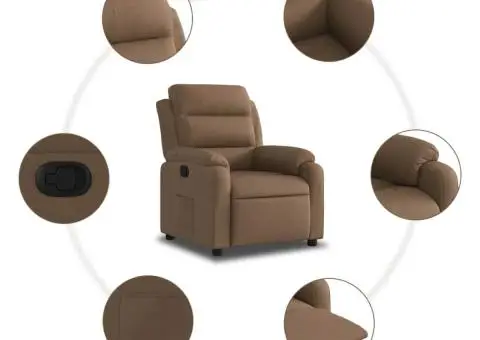 Fotoliu rabatabil, maro, material textil - 5/5