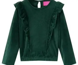 Bluză pentru copii cu volane verde închis 92
