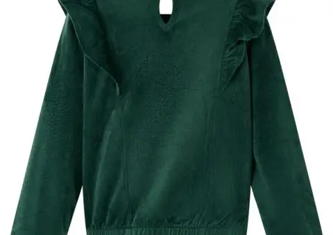 Bluză pentru copii cu volane verde închis 92 - 2/5