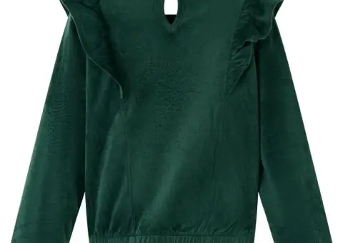 Bluză pentru copii cu volane verde închis 140 - 2/5