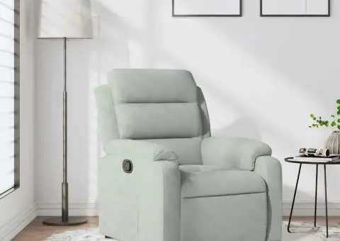 Fotoliu rabatabil, gri deschis, catifea - 1/5