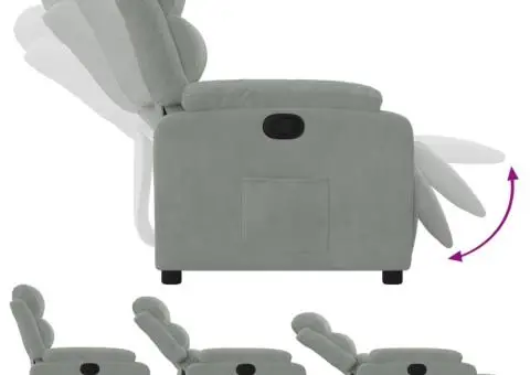 Fotoliu rabatabil, gri deschis, catifea - 4/5