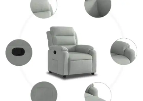 Fotoliu rabatabil, gri deschis, catifea - 5/5