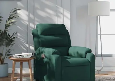 Fotoliu rabatabil, verde închis, catifea - 1/5
