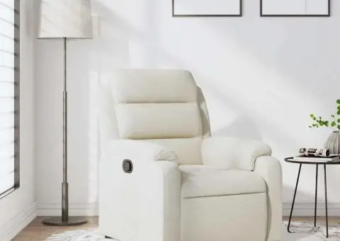 Fotoliu rabatabil, crem, catifea - 1/5