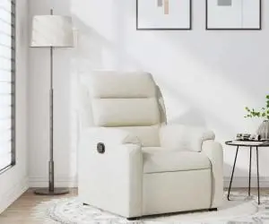 vidaXL Fotoliu rabatabil, crem, catifea