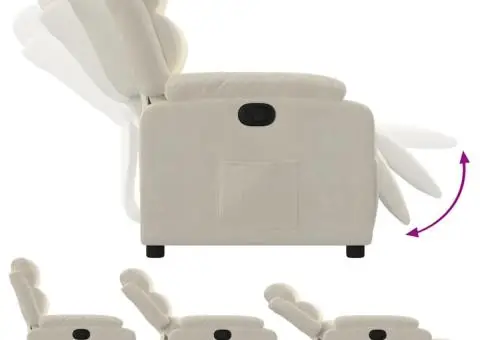 Fotoliu rabatabil, crem, catifea - 4/5