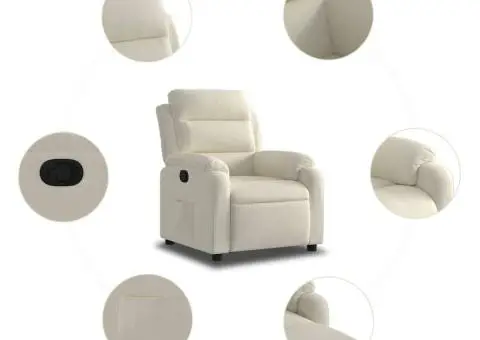 Fotoliu rabatabil, crem, catifea - 5/5