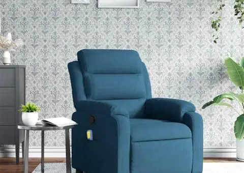 Fotoliu de masaj rabatabil, albastru, catifea - 1/5