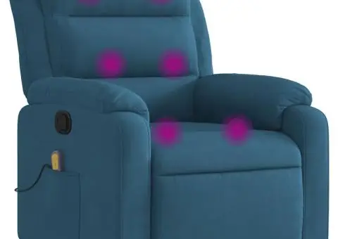 Fotoliu de masaj rabatabil, albastru, catifea - 2/5