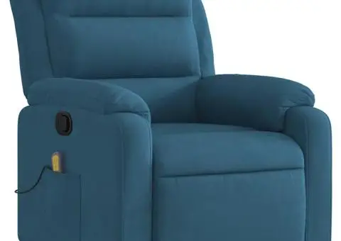 Fotoliu de masaj rabatabil, albastru, catifea - 3/5