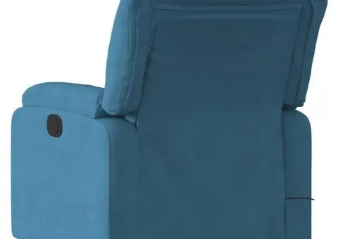 Fotoliu de masaj rabatabil, albastru, catifea - 4/5
