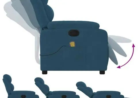 Fotoliu de masaj rabatabil, albastru, catifea - 5/5