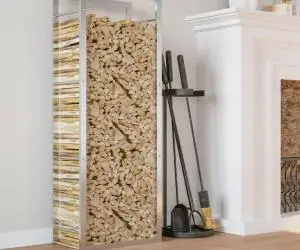 vidaXL Suport pentru lemne de foc, 50x28x132 cm, oțel inoxidabil