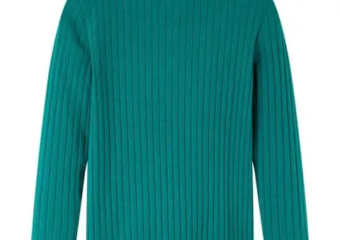 Tricou de copii cu mâneci lungi, tricot cu nervuri, verde închis, 92 - 2/5