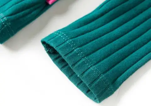 Tricou de copii cu mâneci lungi, tricot cu nervuri, verde închis, 92 - 5/5