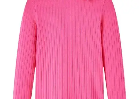 Tricou de copii cu mâneci lungi, tricot cu nervuri, roz aprins, 116 - 1/5