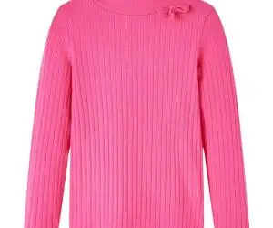 Tricou de copii cu mâneci lungi, tricot cu nervuri, roz aprins, 116