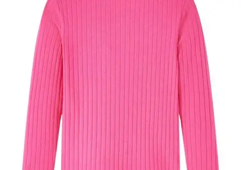 Tricou de copii cu mâneci lungi, tricot cu nervuri, roz aprins, 116 - 2/5