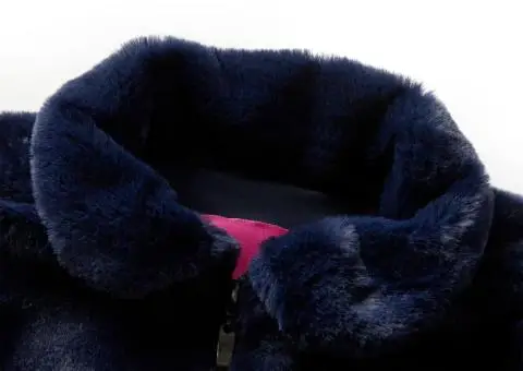 Palton pentru copii din blană artificială, bleumarin, 104 - 3/5