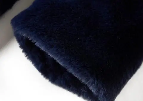 Palton pentru copii din blană artificială, bleumarin, 104 - 5/5