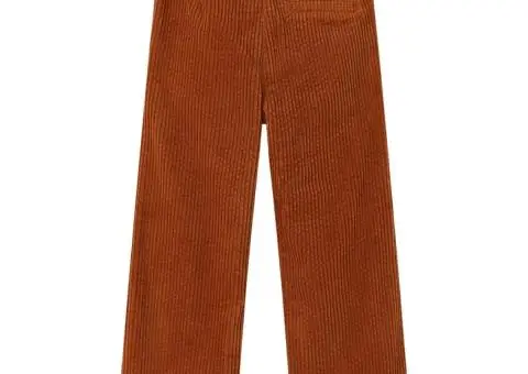 Pantaloni copii din velur, coniac, 116 - 2/5