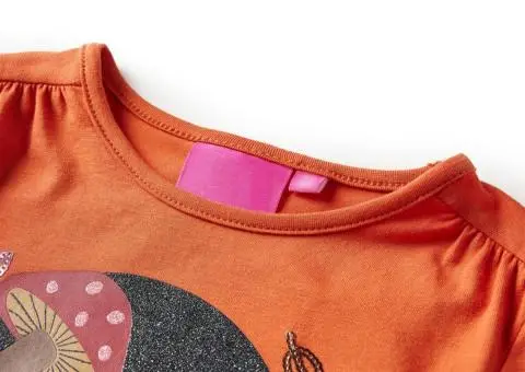 Tricou pentru copii cu mâneci lungi, portocaliu ars, 116 - 3/5